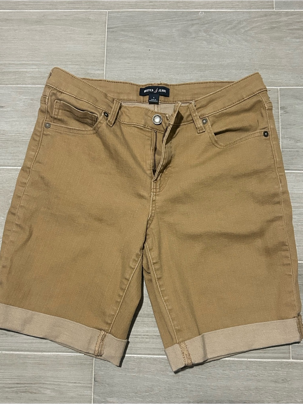 Nautica Tan Cuffed Bermuda Shorts